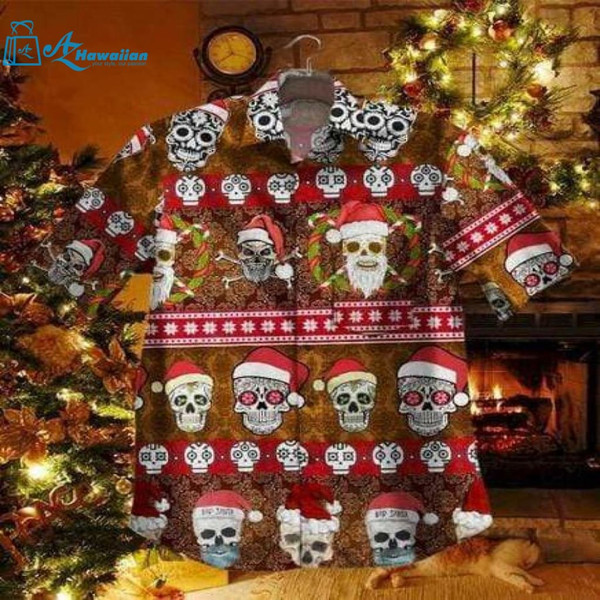 Skull Santa Claws Candy Christmas Hawaiian Aloha Shirts Best Gift Ideas-1