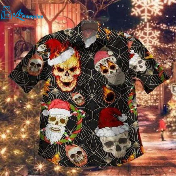 Skull Santa Claws Fire Christmas Hawaiian Aloha Shirts Best Gift Ideas-1