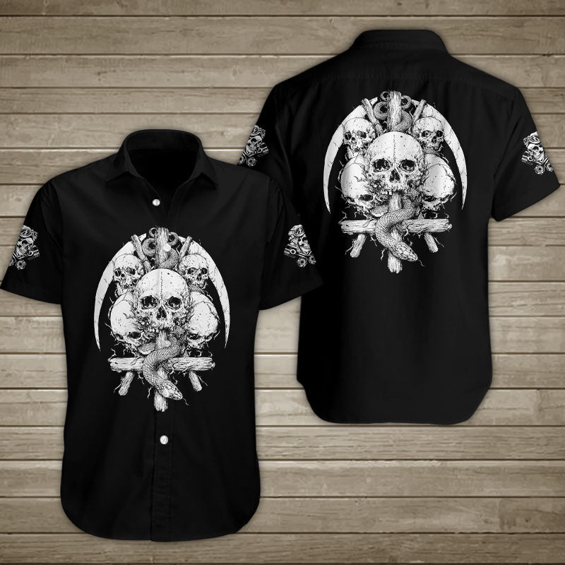 Skull Scythe Of The Death Hawaiian Shirt Summer Button