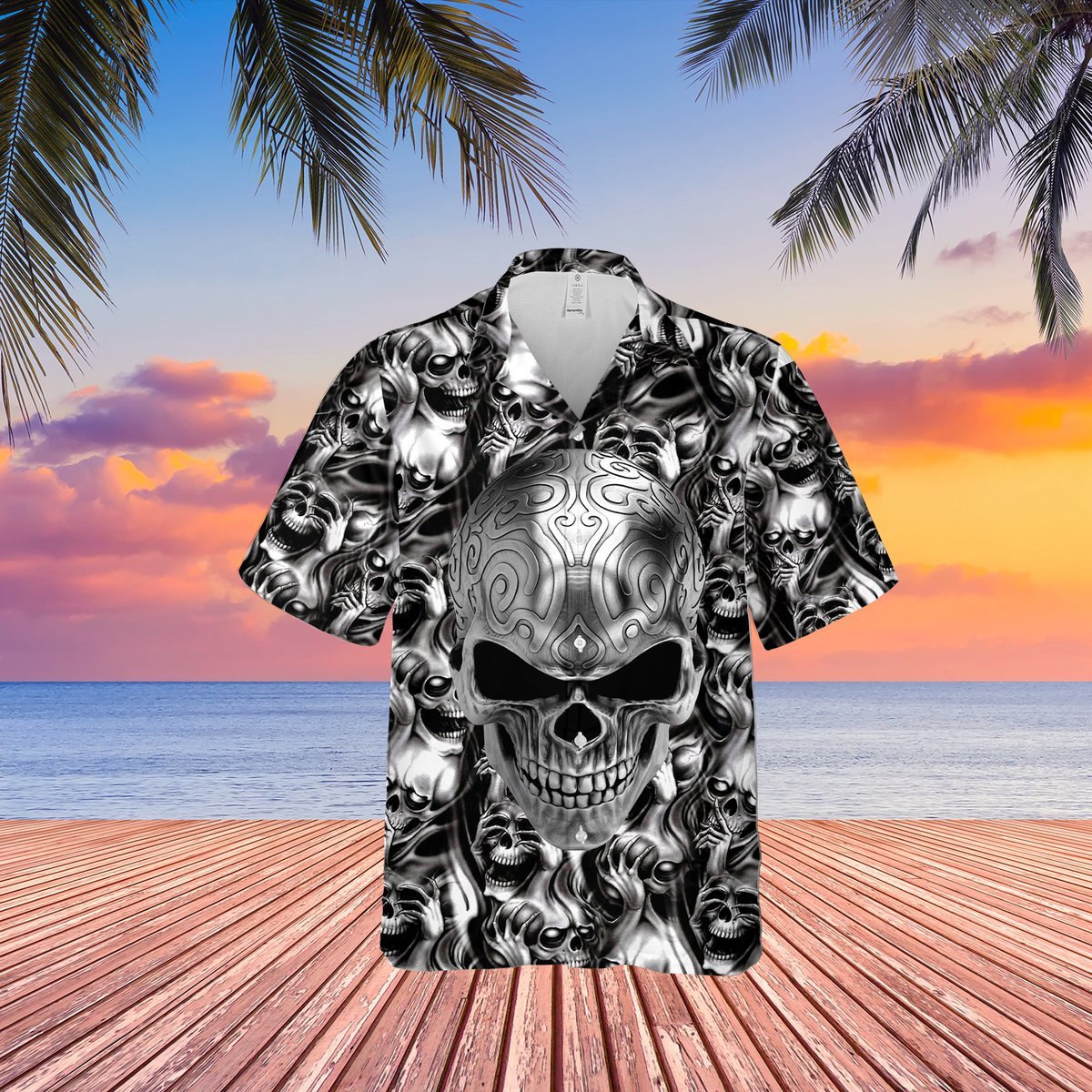 Skull Shifty Silver 3d Hawaii Shirts Hawaiian Shirt For Men Hawaiian Shirt