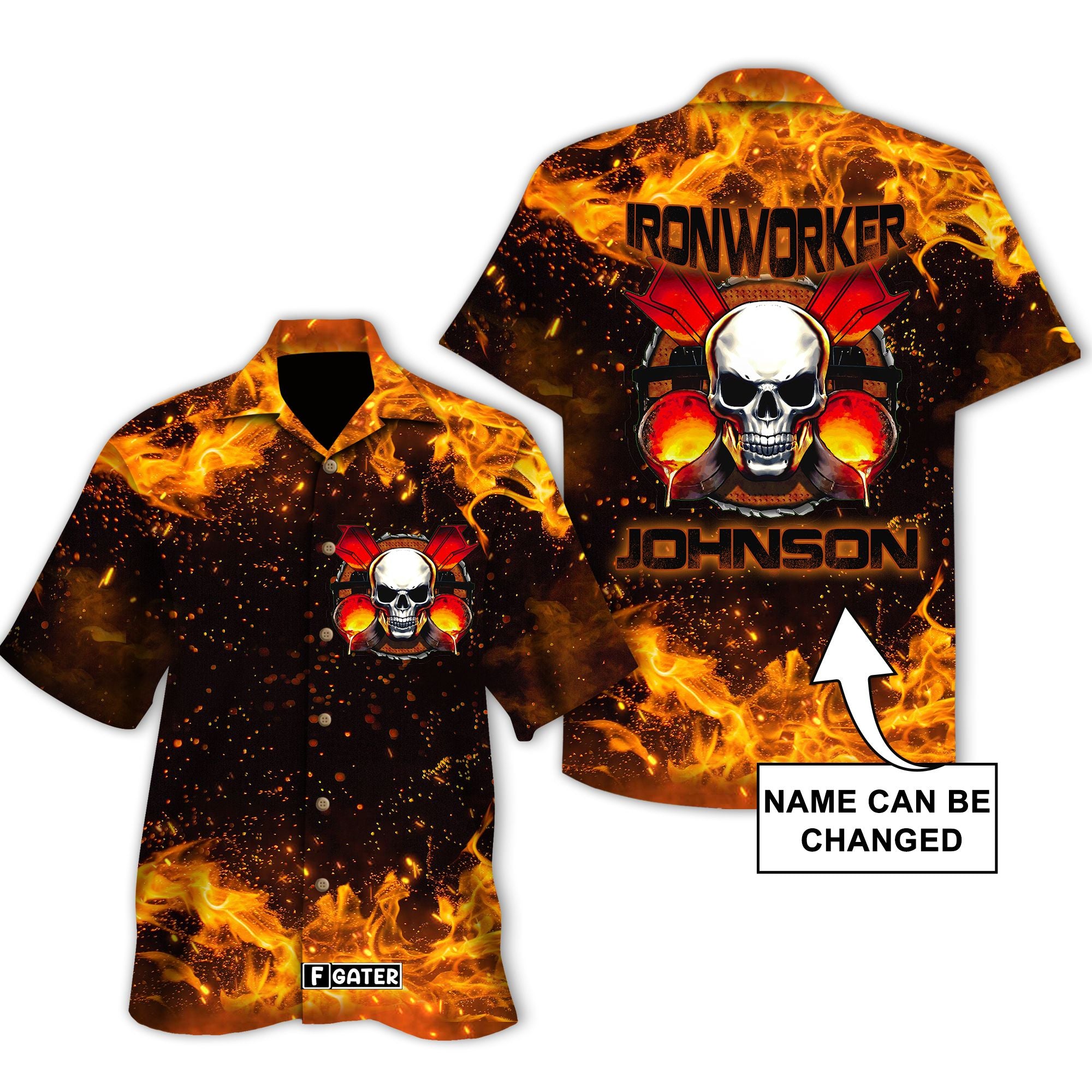 Skull Shirt – Skull Flame Ironworker Custom Hawaiian Shirt Re Summer Hawaiian