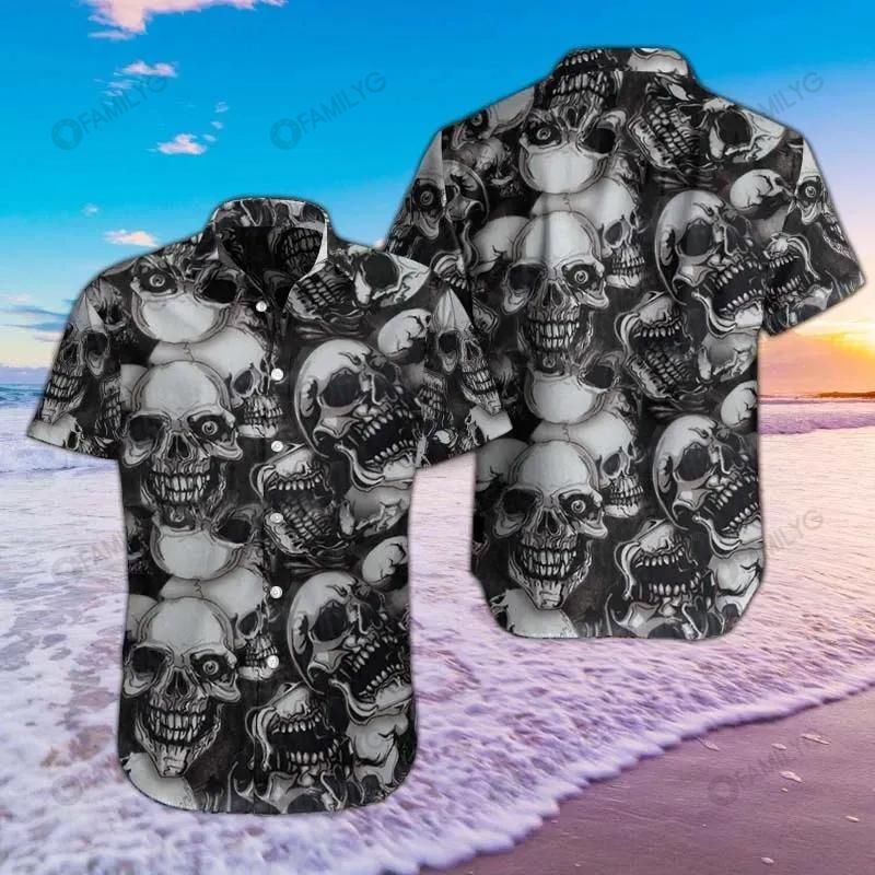 Skull Shirt – Skull Pattern Gray Unique Design Unisex Hawaiian Shirt