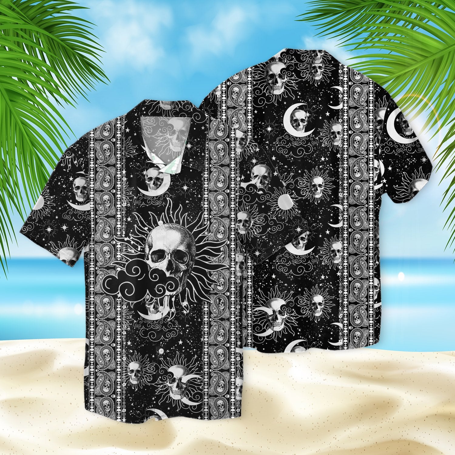 Skull Sky Night Pattern 3d Hawaiian Shirt