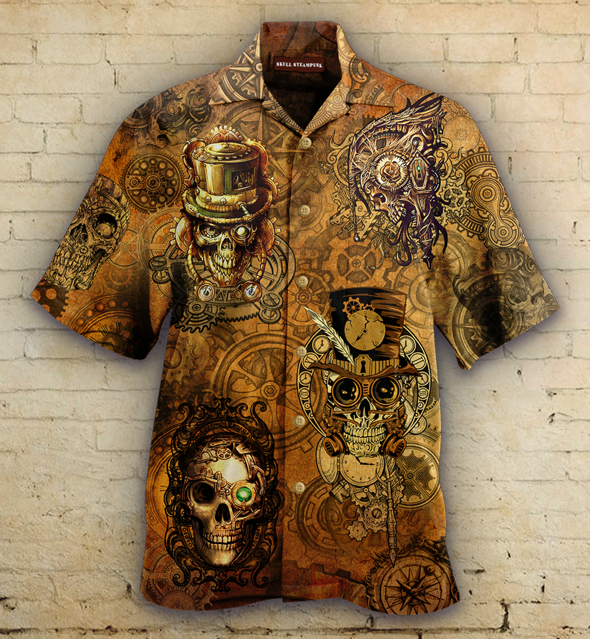 Skull Steampunk 3d All Over Printed Hawaiian Shirt