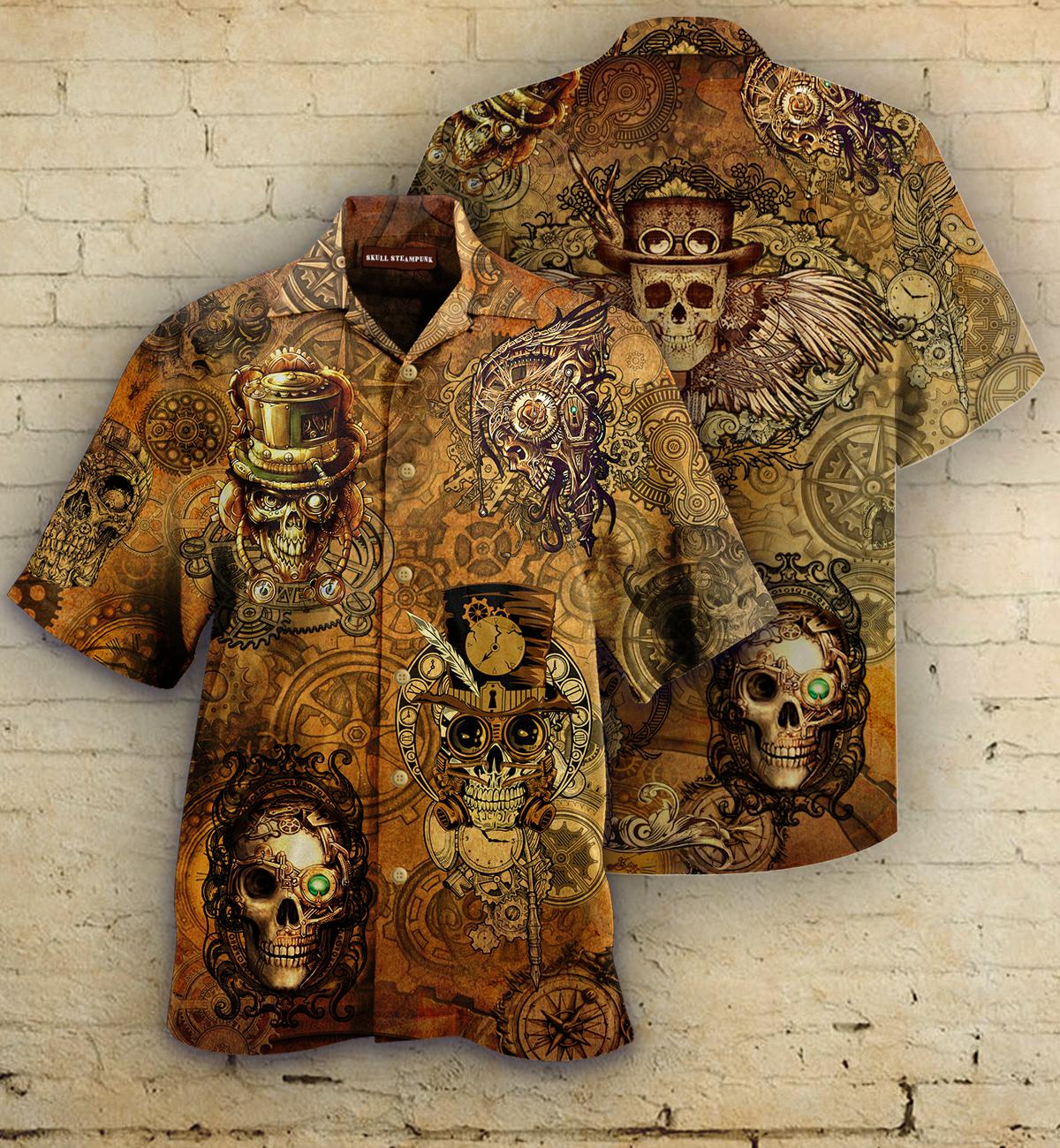 Skull Steampunk Hawaiian Shirt For Men Women Adult