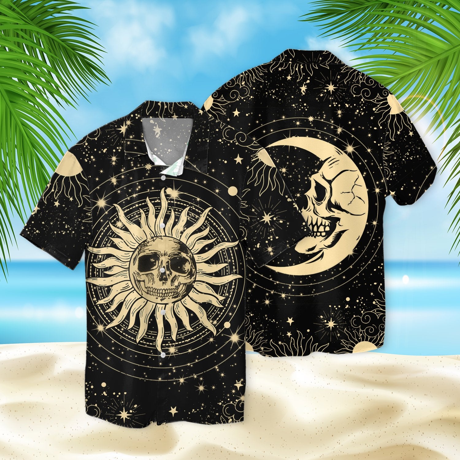 Skull Sun And Moon 3d Hawaiian Shirt