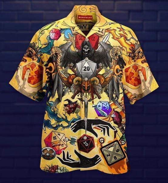 Skull Take A Chance And Roll The Dice Unisex Hawaiian Aloha Shirt