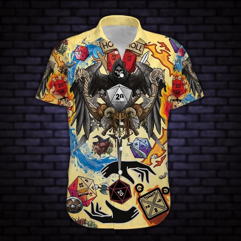 Skull Take A Chance And Roll The Dice Unisex Hawaiian Aloha Shirts