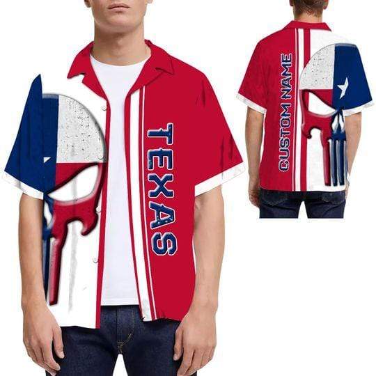 Skull Texas Flag Custom Name Hawaiian Shirt