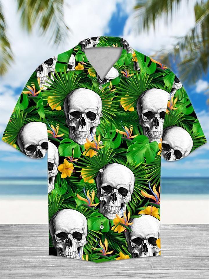 Skull Tropical Flower Hawaii Shirt