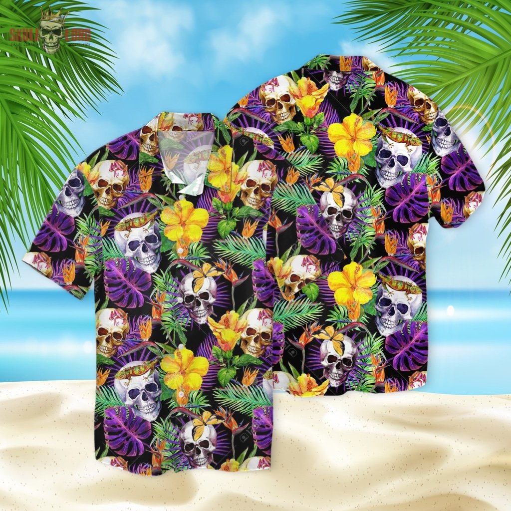 Skull Tropical Leaves Fashion 3d Hawaiian Shirt