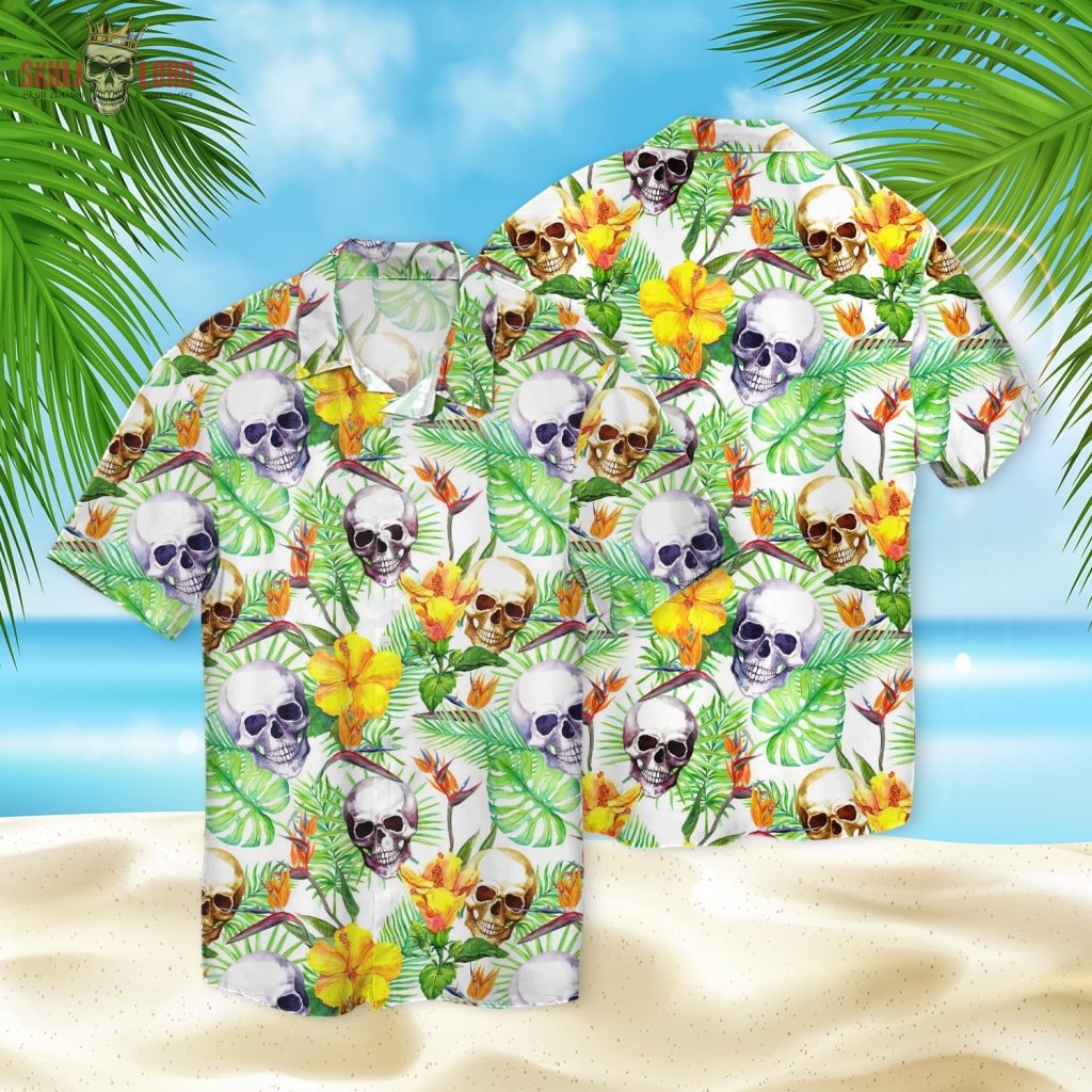 Skull Tropical Leaves Fashion 3d Hawaiian Shirt Sk-3