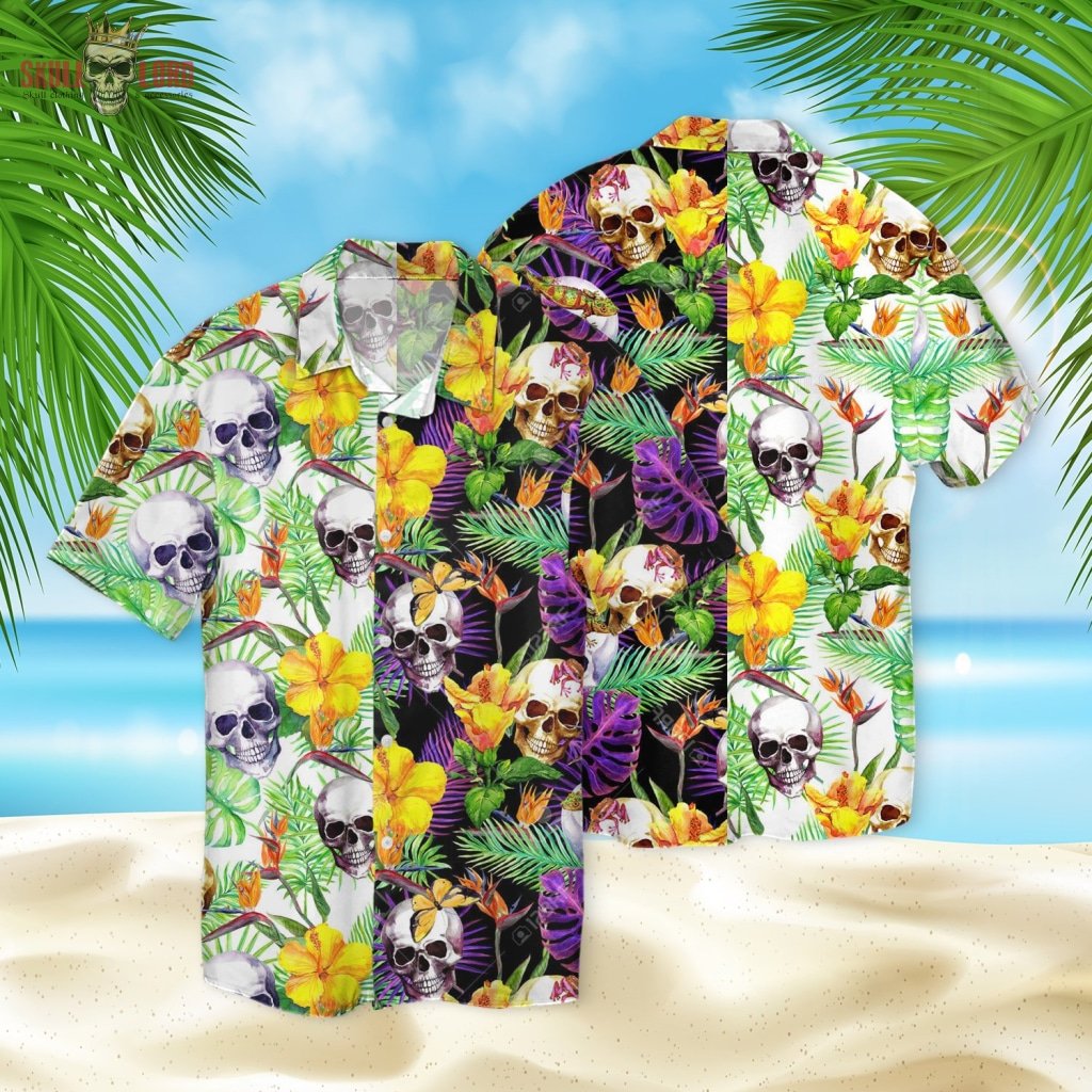 Skull Tropical Leaves Fashion 3d Hawaiian Shirt