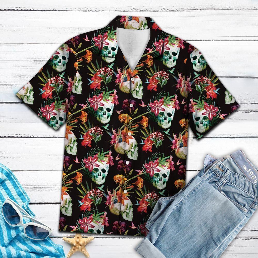 Skull Tropical V2 Aloha Hawaiian Shirt Colorful Short Sleeve Summer Beach Casual Shirt