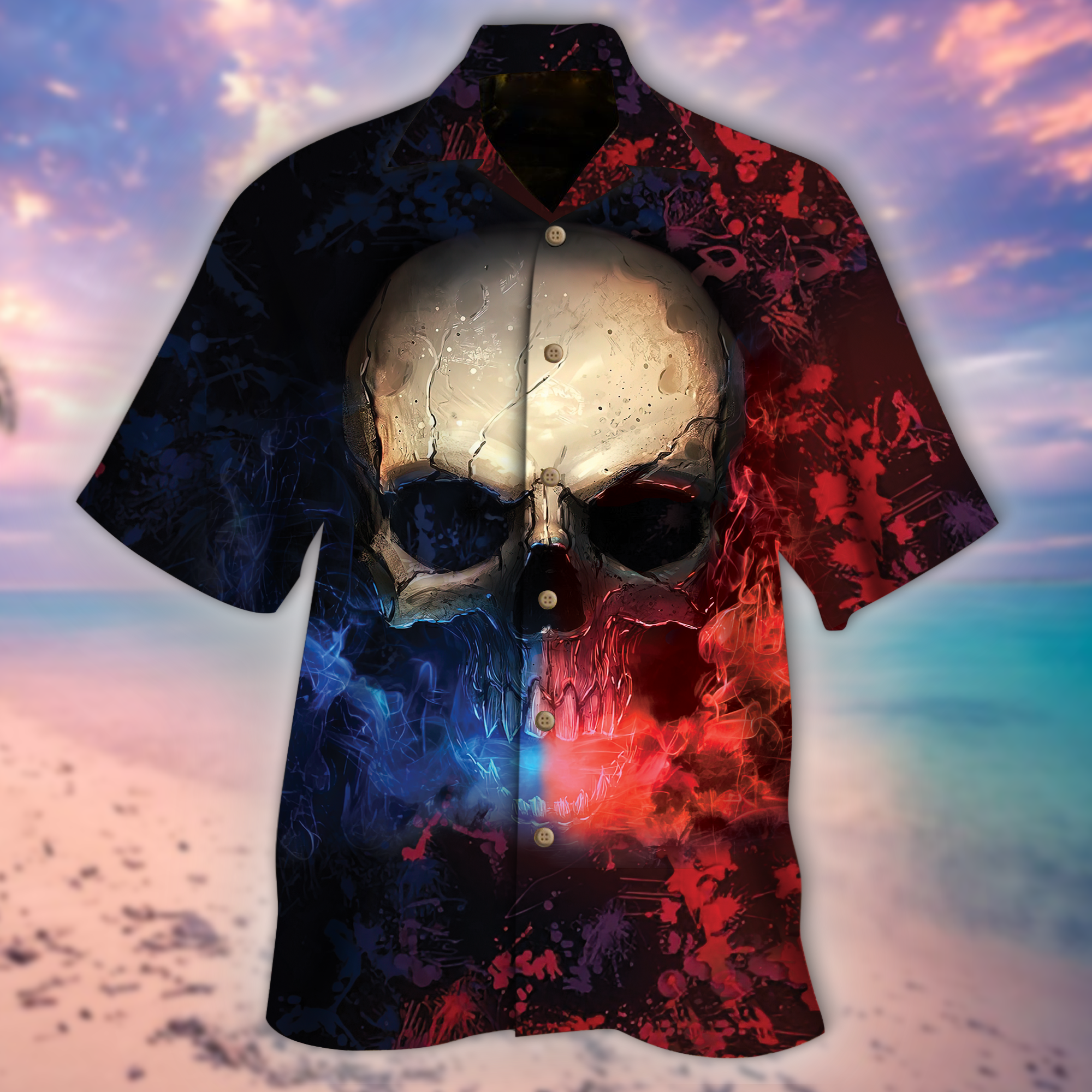 Skull Two Different Personality Hawaiian Shirt – Nt0153-1