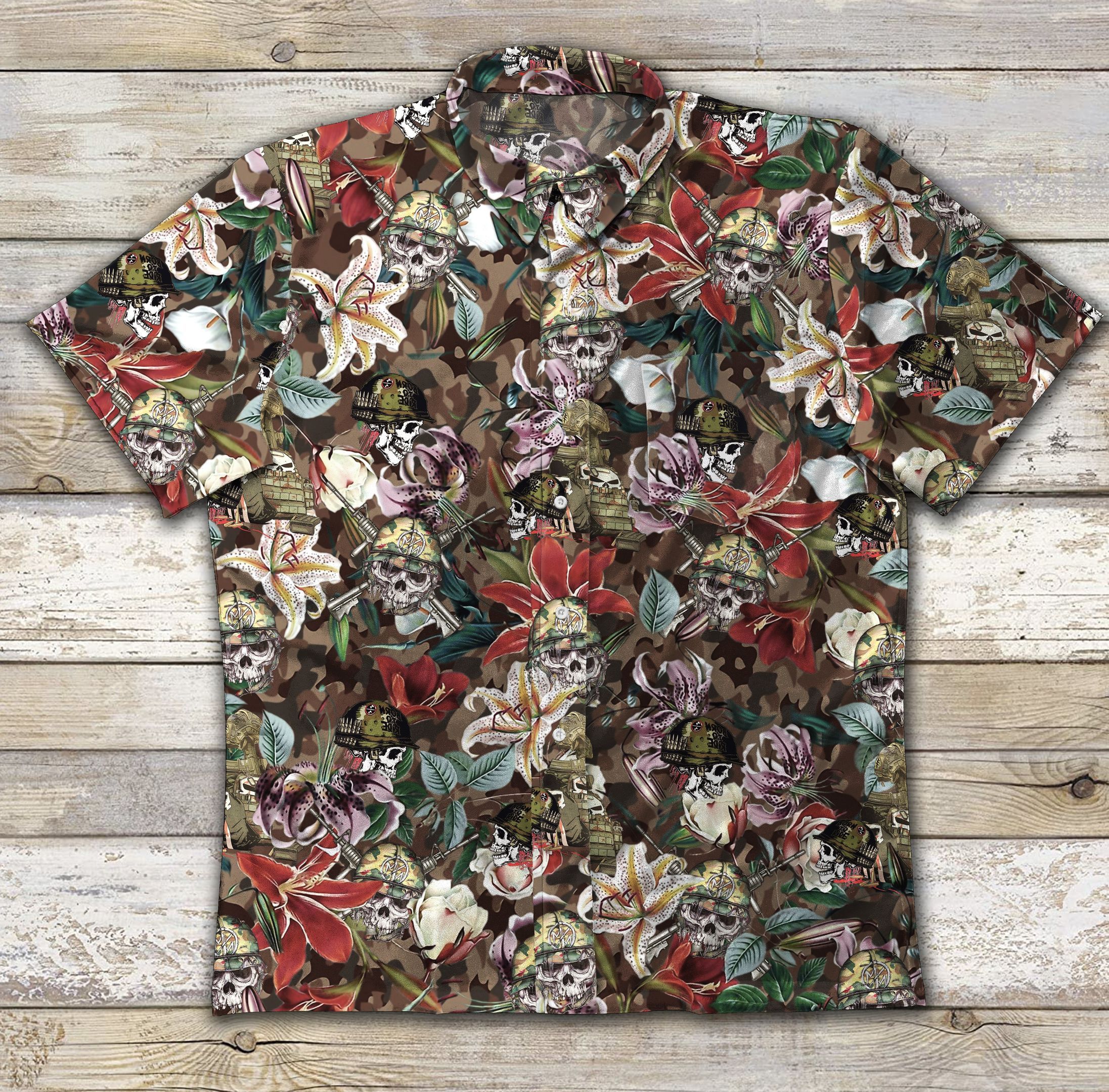 Skull Veteran Ad Vintage Hawaiian Shirt