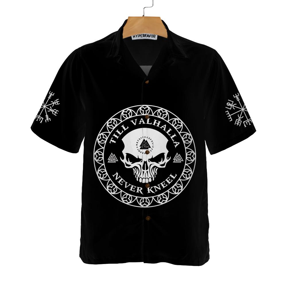 Skull Viking Valhalla Hawaiian Shirt Black Goth Skull Shirt For Men And Women