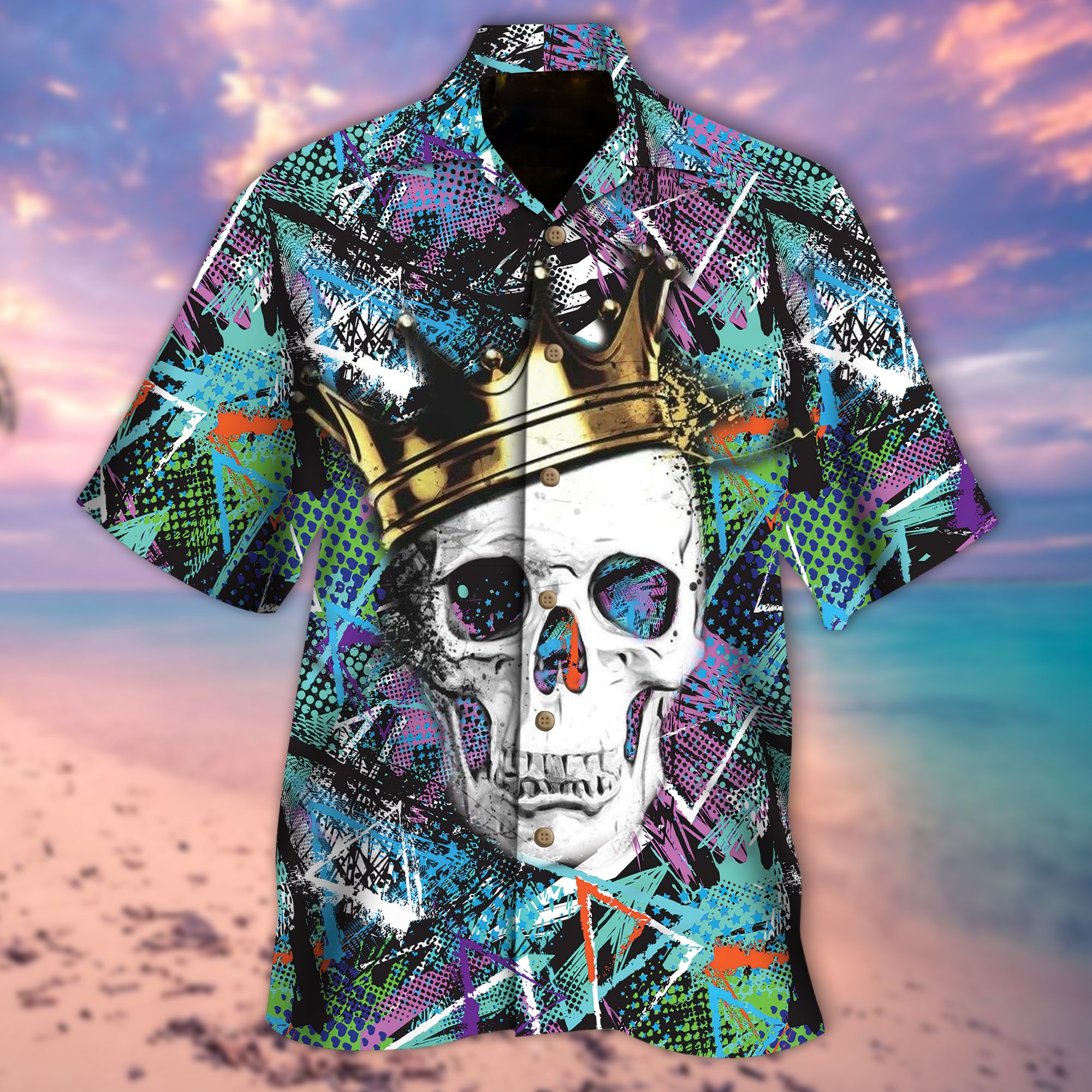 Skull Wearing Crown Hawaiian Shirt