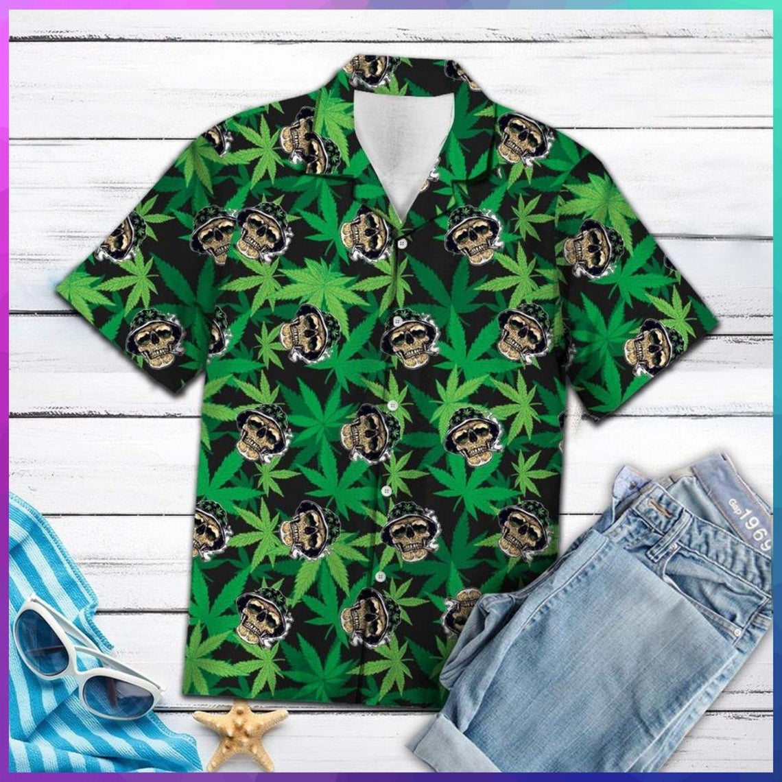 Skull Weed Hawaiian Shirt Made In Hawaii Summer Shirt