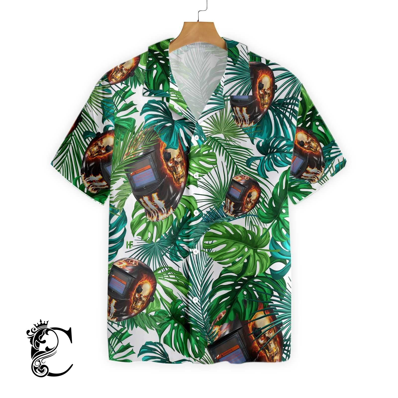 Skull Welder Helmet Tropical Hawaiian Shirt