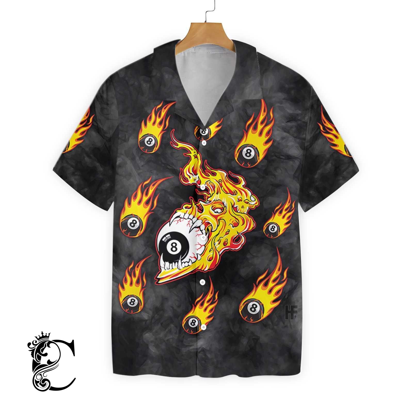 Skull With 8 Ball Pool Billiard Ez20 1103 Hawaiian Shirt
