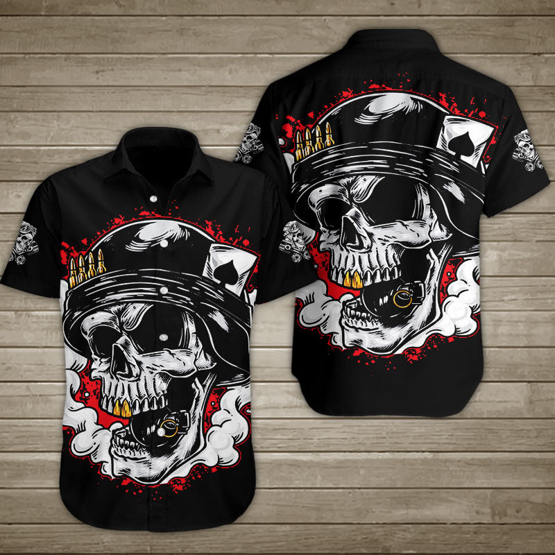 Skull With And Poker Hawaiian Shirt