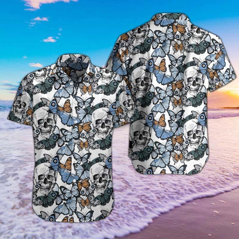 Skulls And Butterflies Hawaii Shirts Hawaiian Shirt