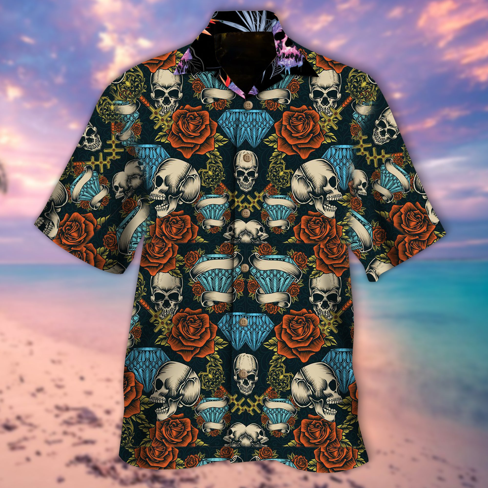 Skulls And Precious Diamonds Hawaiian Shirt