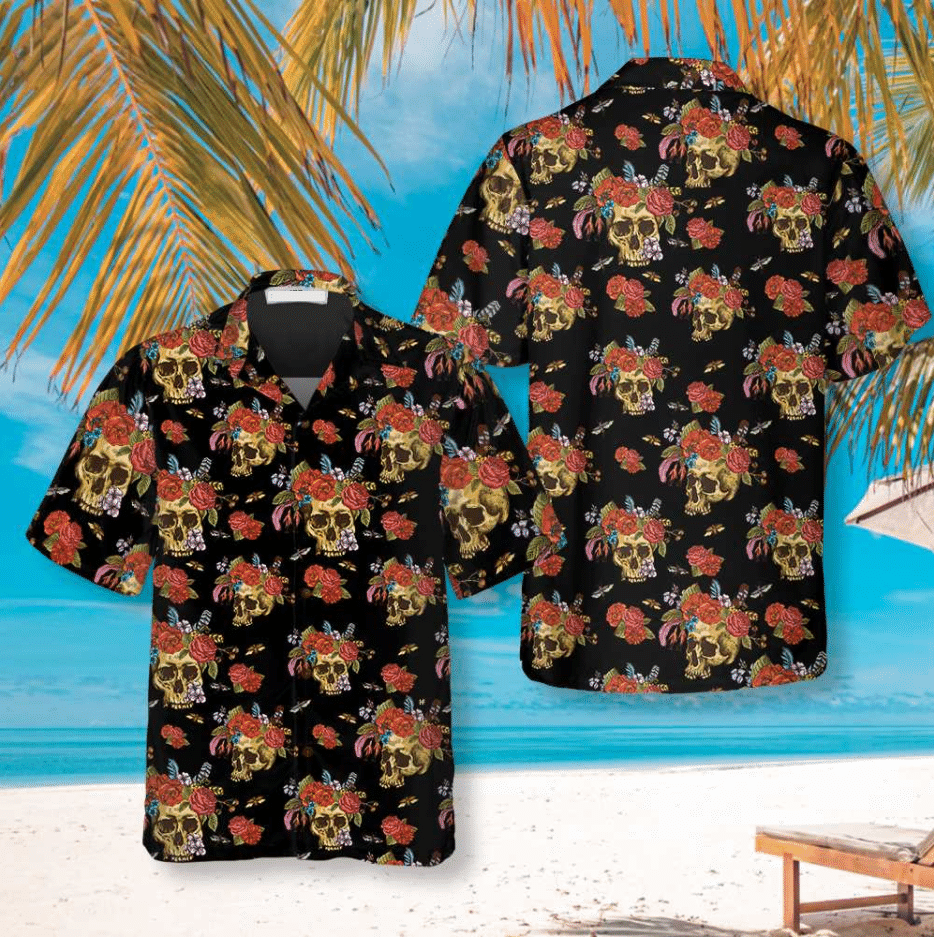 Skulls Flowers Day Of The Dead Hawaiian Shirt