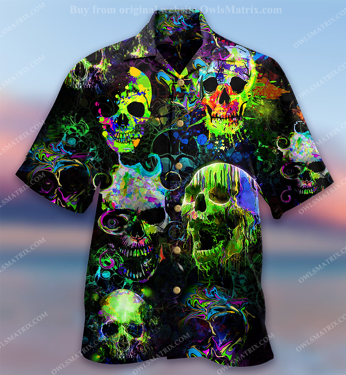 Skulls Green Color Splash Limited – Hawaiian Shirt