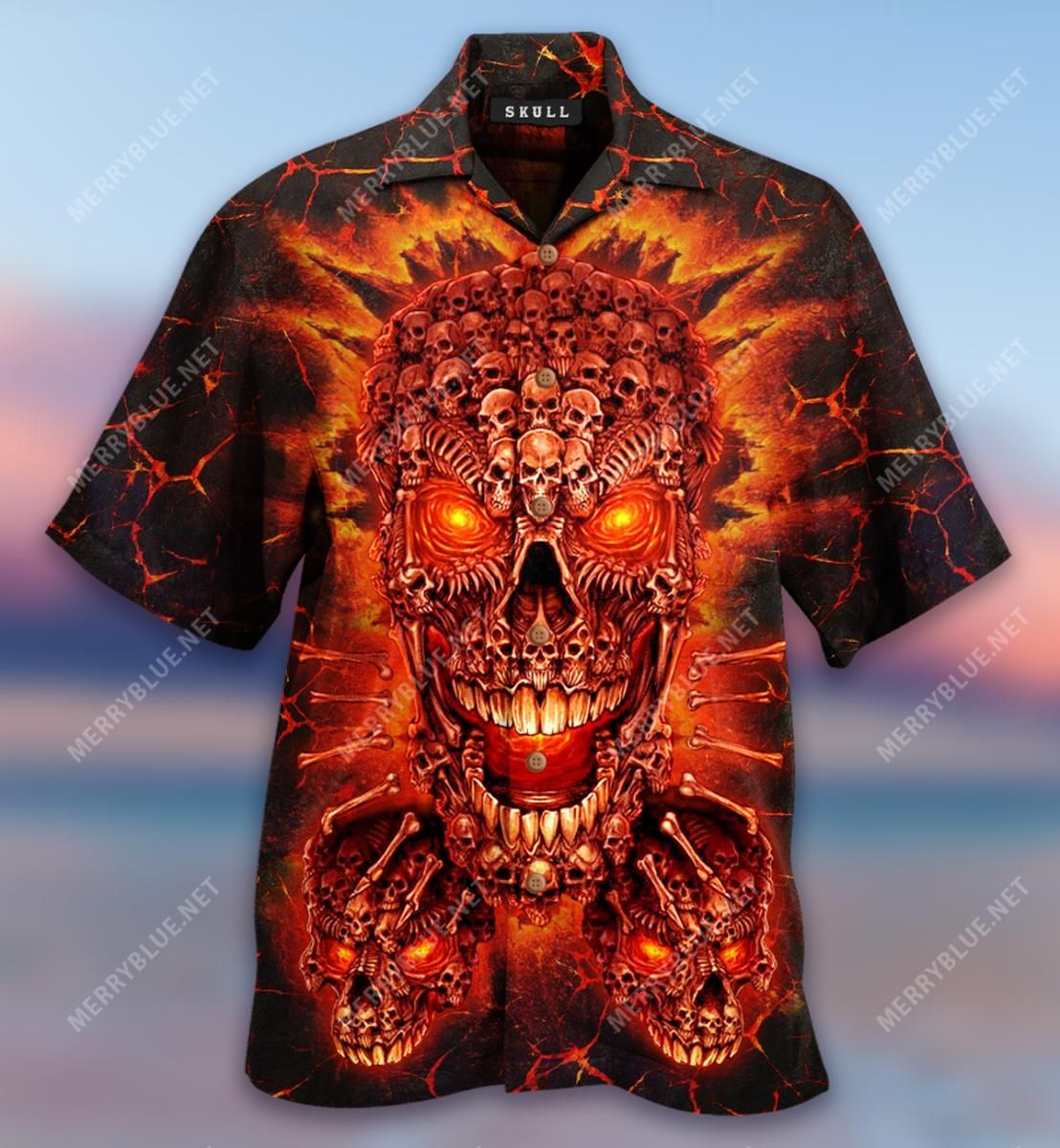 Skulls Hell Is Empty Aloha Hawaiian Shirt Colorful Short Sleeve Summer Beach