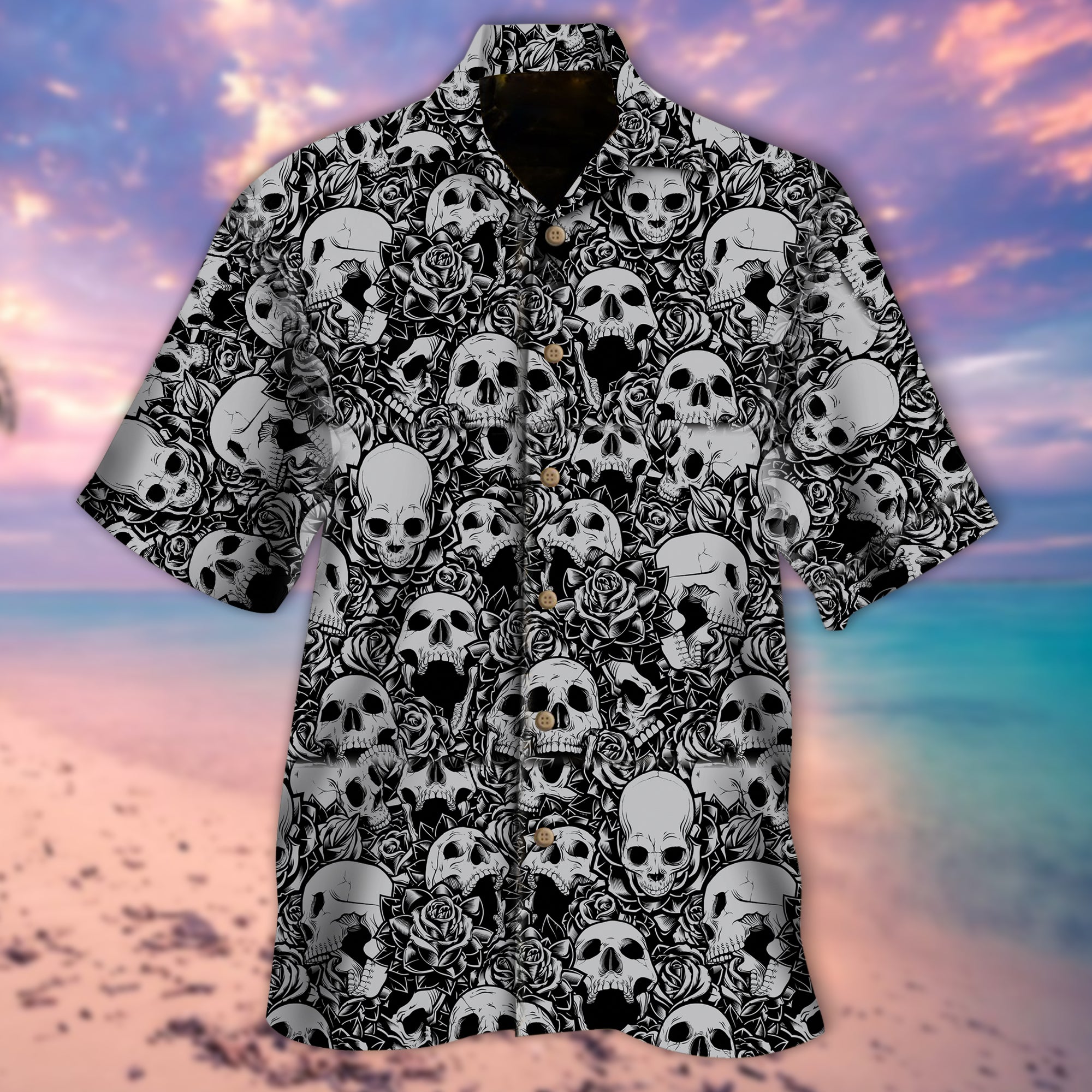 Skulls Roses Hawaiian Shirt