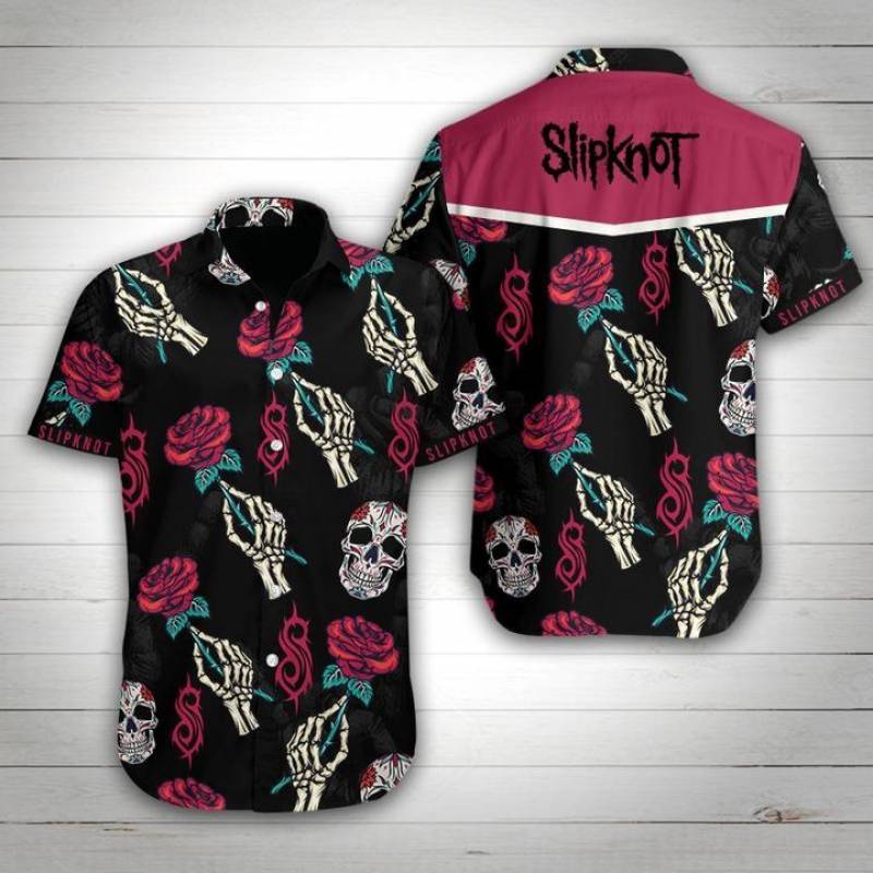 Slipknot Band Rose Skull Hawaiian Shirt-1