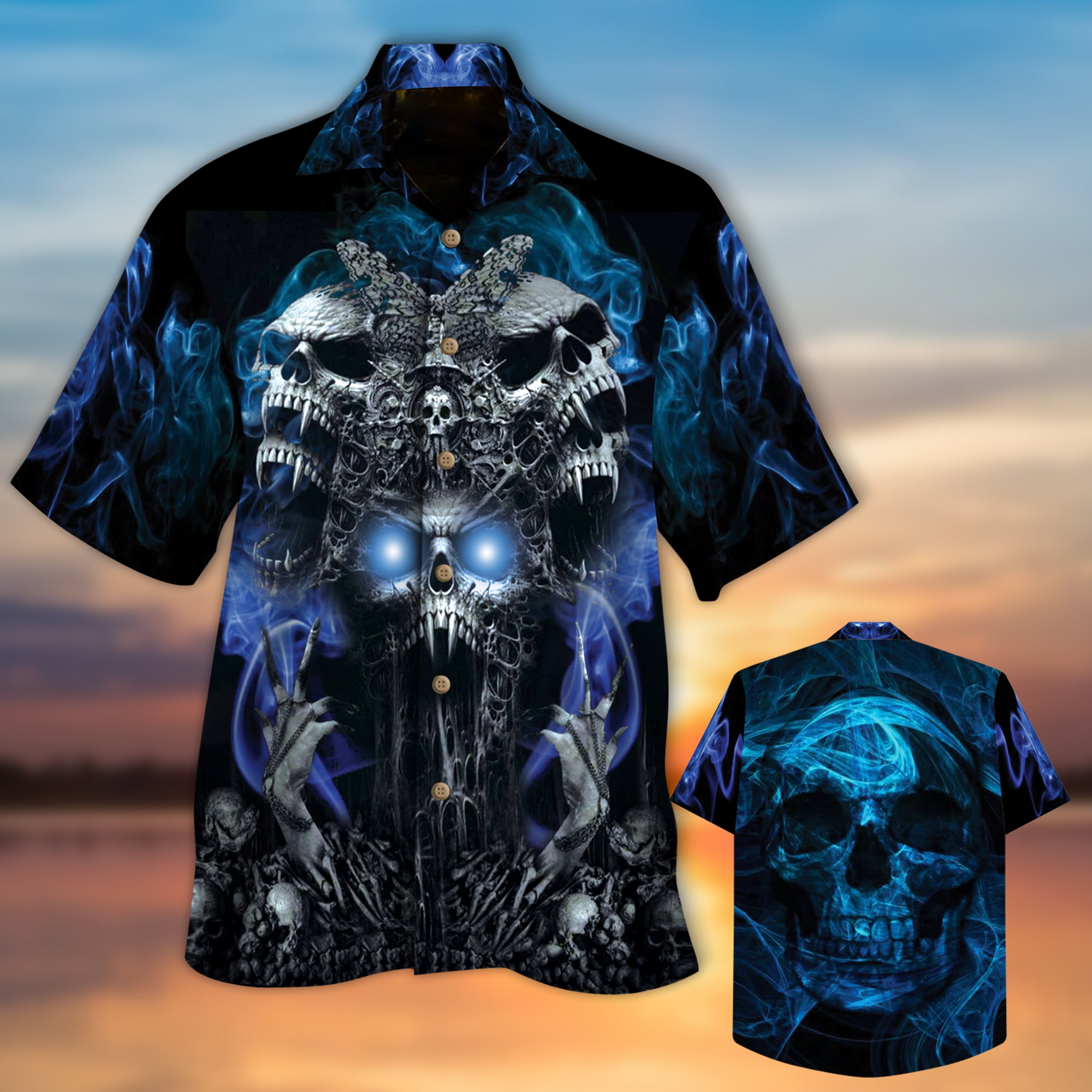 Smoking Scream Skull Hawaiian Shirt