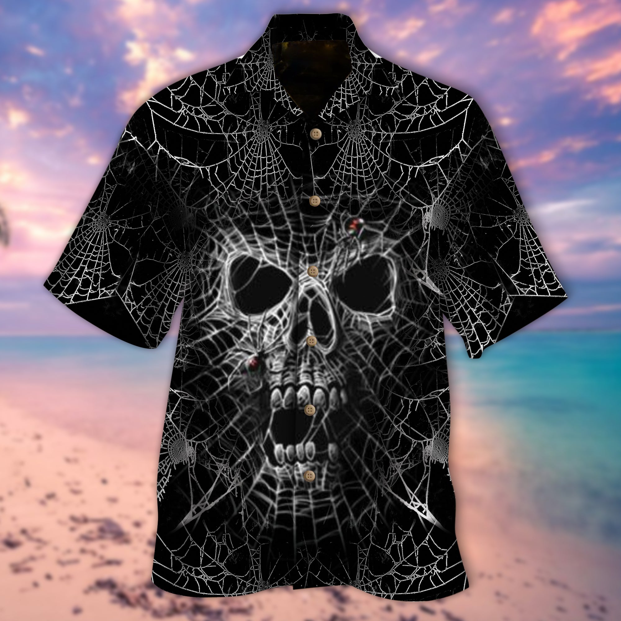 Spider Web Skull Hawaiian Shirt