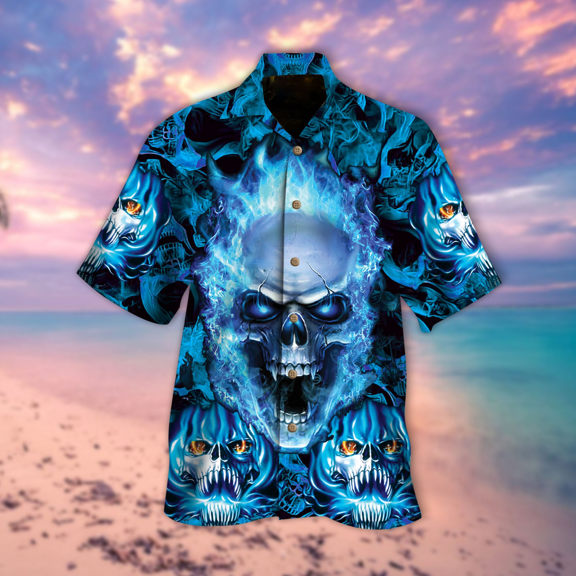 Spooky Fire Skull Hawaiian Shirt