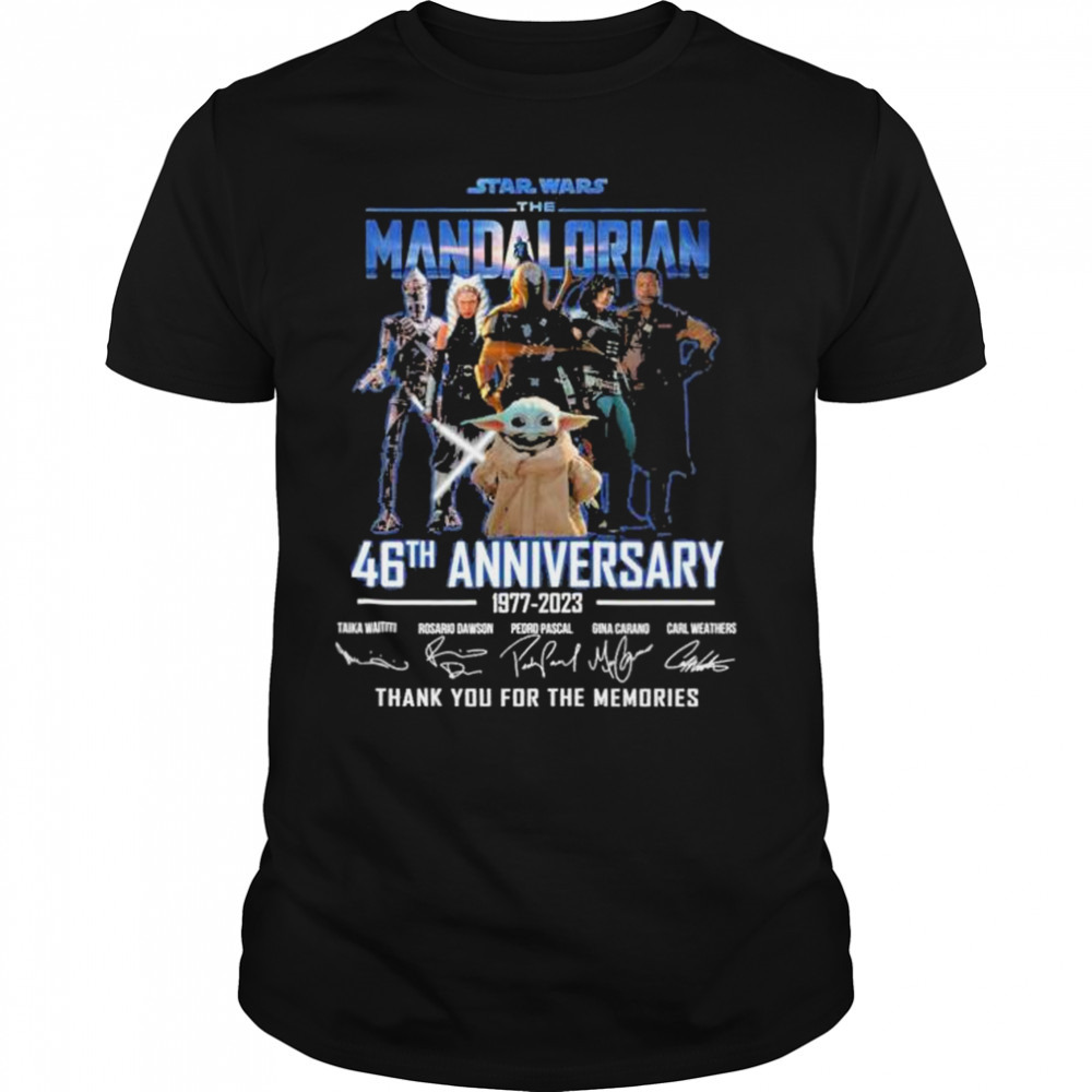Star Wars the Mandalorian 46th anniversary 1977 2023 thank you for the memories signatures shirt
