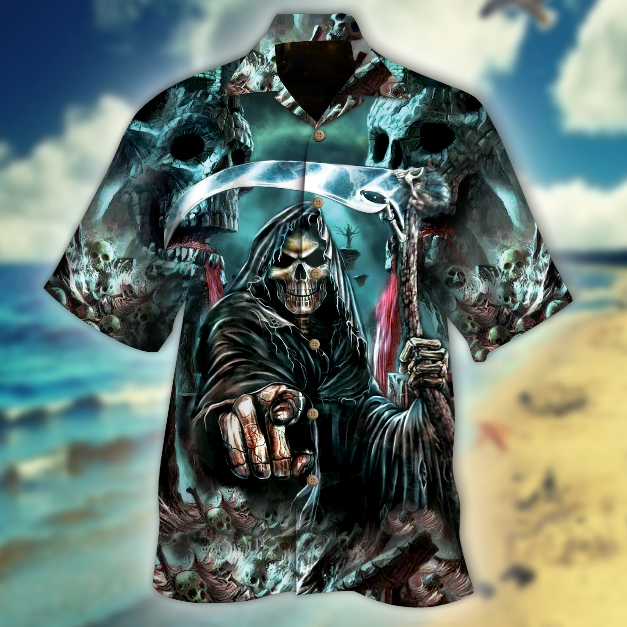 Stone Skull Statue Hawaiian Shirt