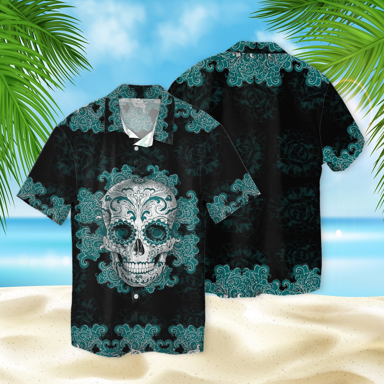 Sugar Skull 3d Hawaiian Shirt