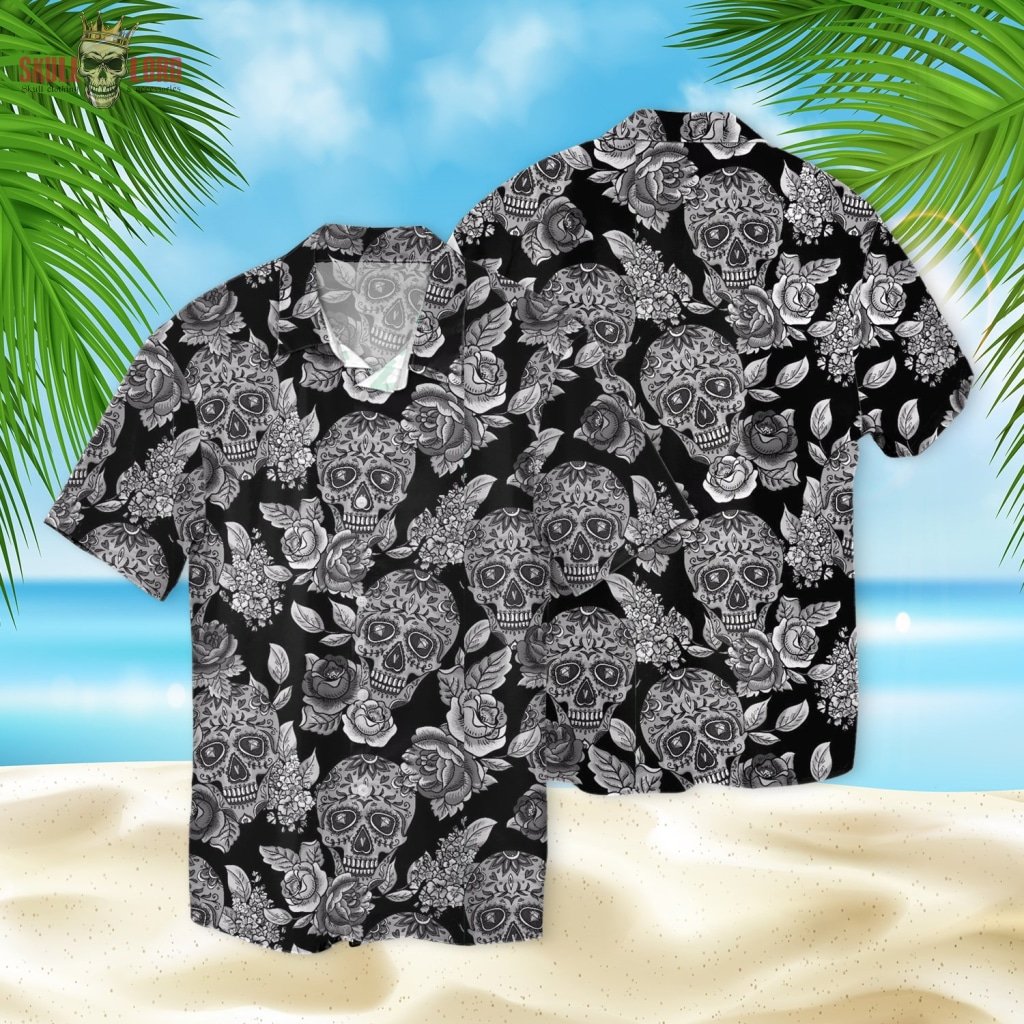 Sugar Skull 3d Hawaiian Shirt Sk-3hs01-0046s01-1