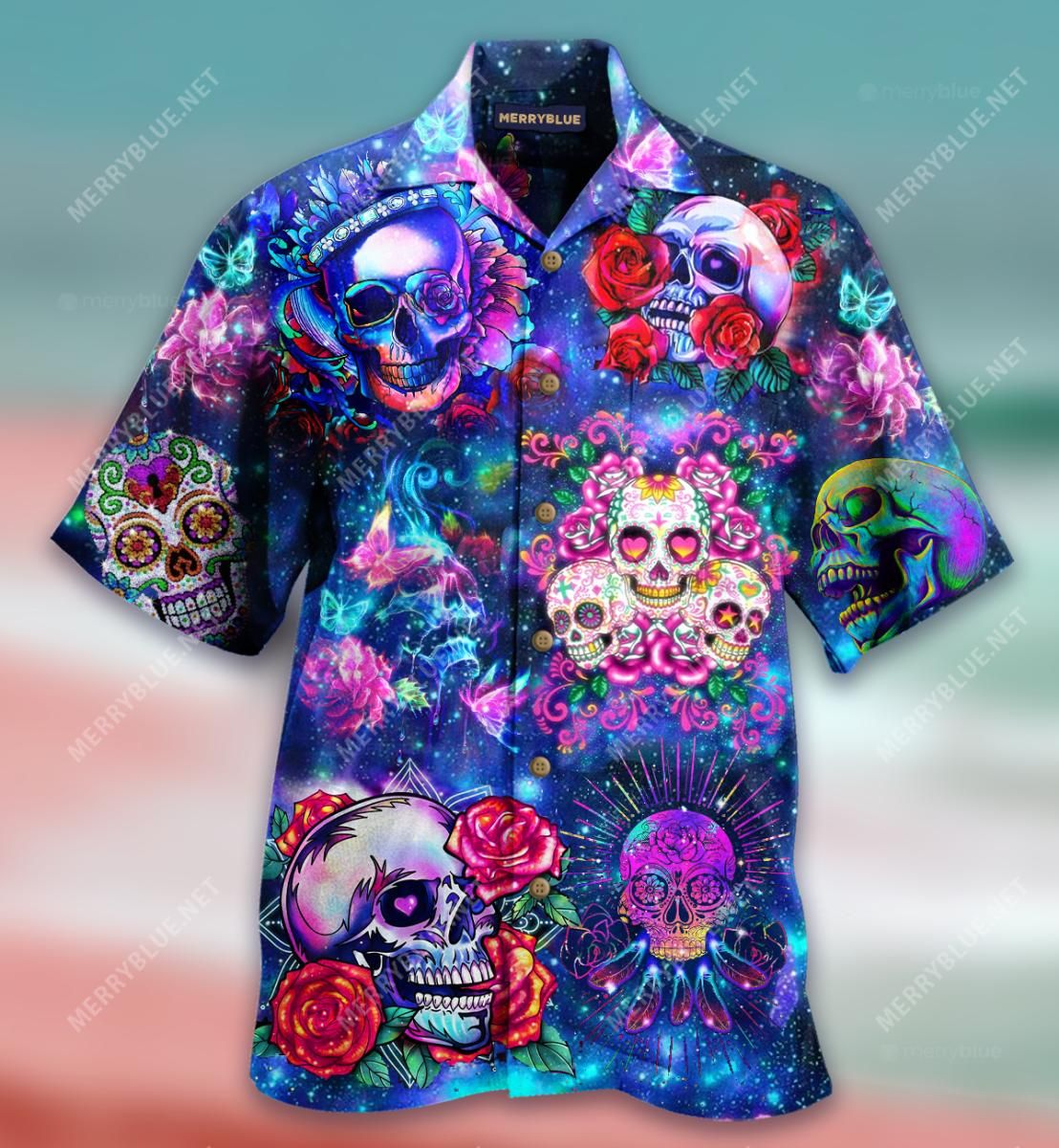 Sugar Skull Day Of The Dead Aloha Hawaiian Shirt Colorful Short Sleeve Summer Beach Casual Shirt