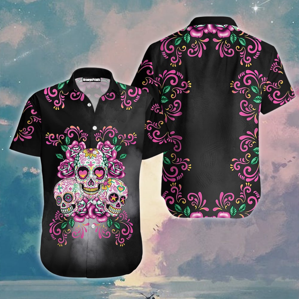 Sugar Skull Hawaiian Shirt For Men Women Adult Wt5038-1