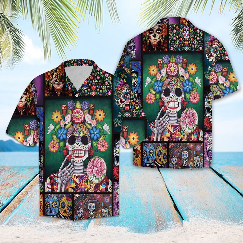 Sugar Skull Make Your Mind Fly Aloha Hawaiian Shirt