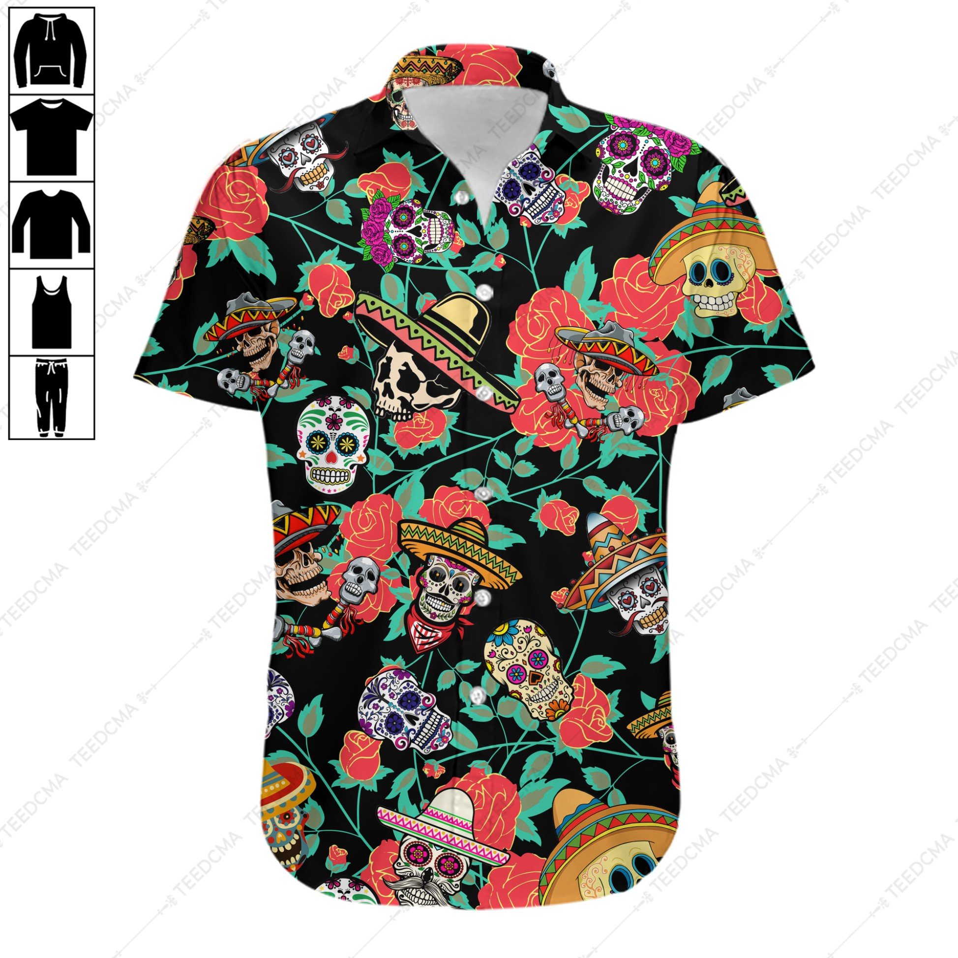 Sugar Skull Mexican Hawaiian Shirt