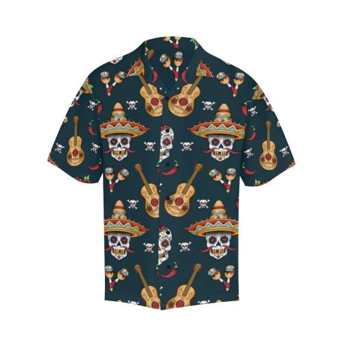 Sugar Skull Mexican Hawaiian Shirt Summer Button Up For Men Women Couple