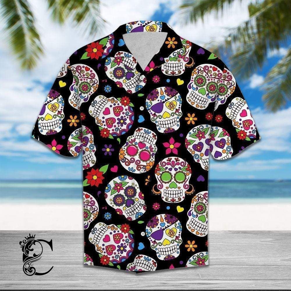 Sugar Skull Tropical Full Printing Hawaiian Shirts-1
