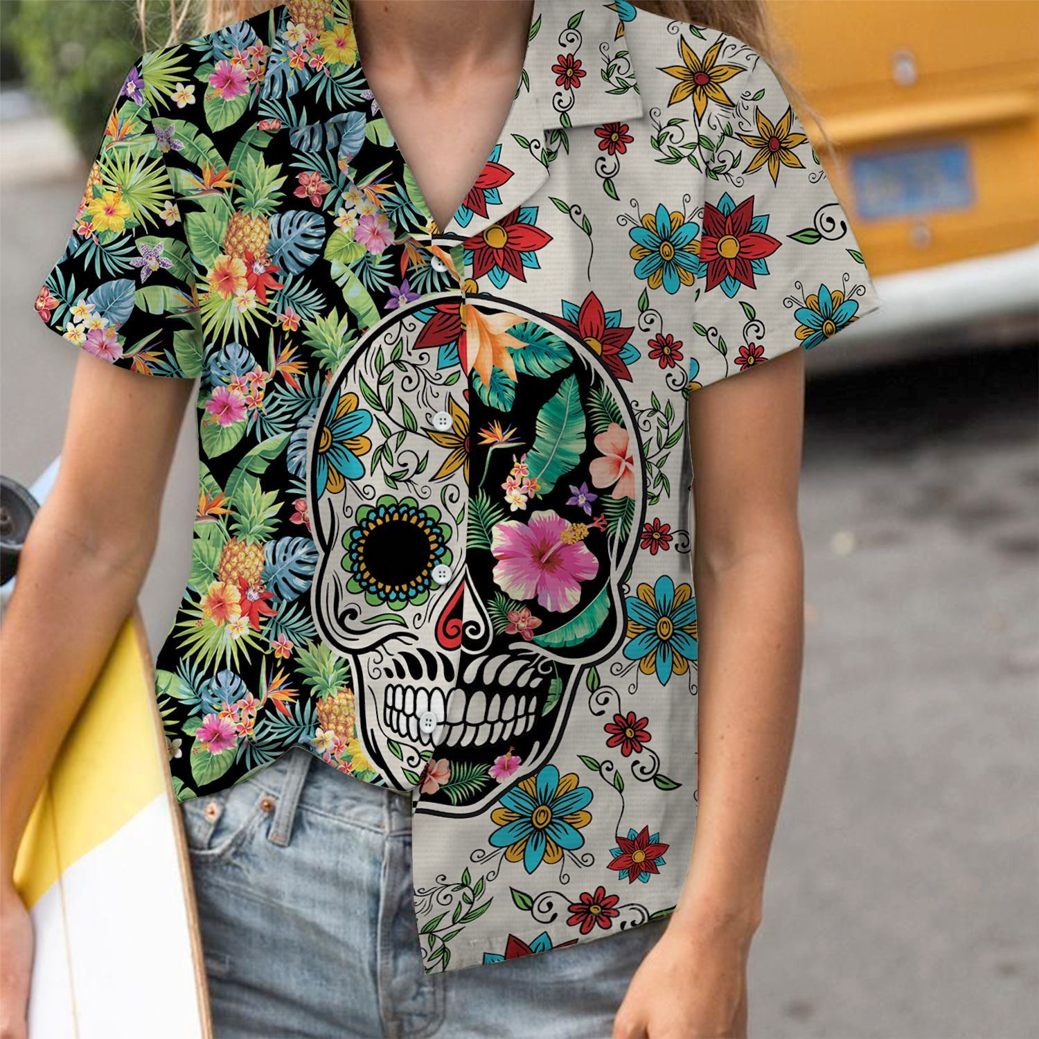 Sugar Skull Tropical Hawaiian Shirt For Men Hawaiian Shirt For Women Hawaii Shirt