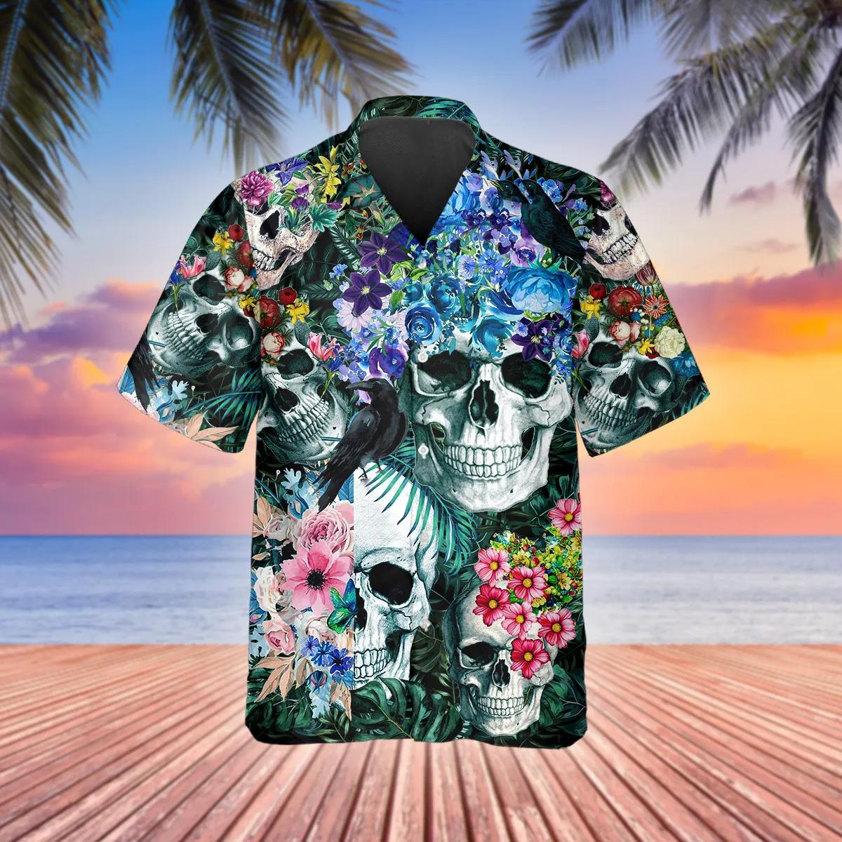 Summer Floral Skull Hawaiian Shirt