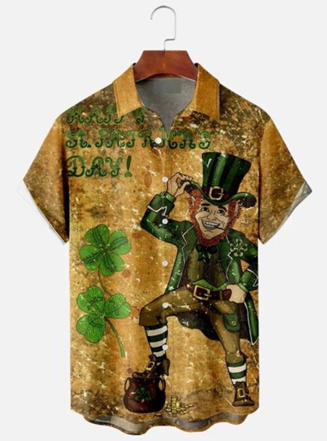 Summer Shamrock Polyester Holiday Hawaiian Shirt
