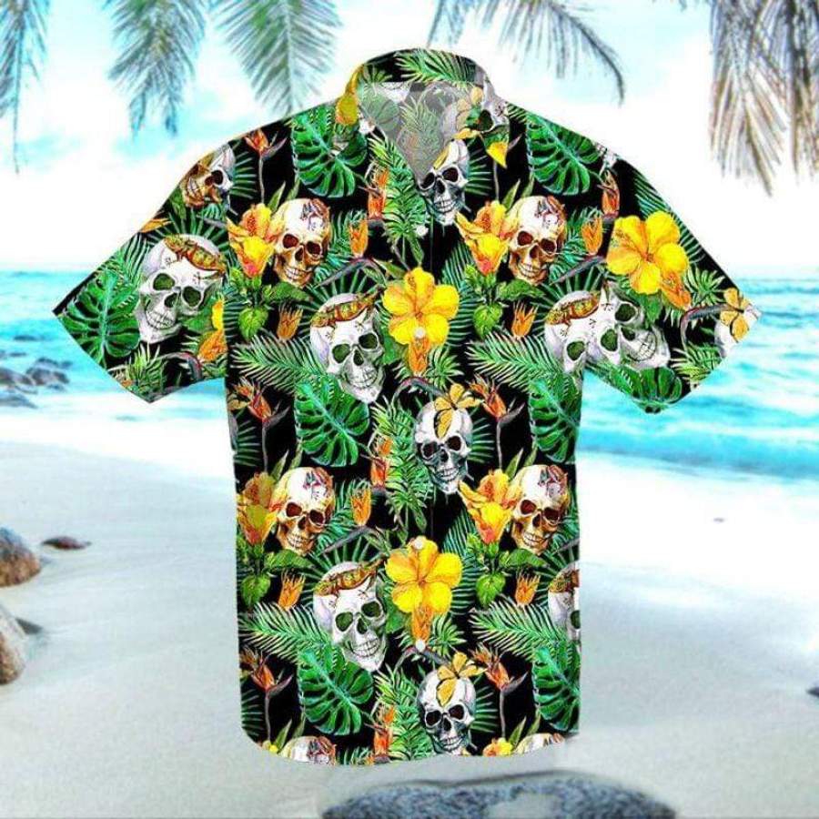Summer Vibe Skull Bali Tropical Hawaiian Aloha Shirt